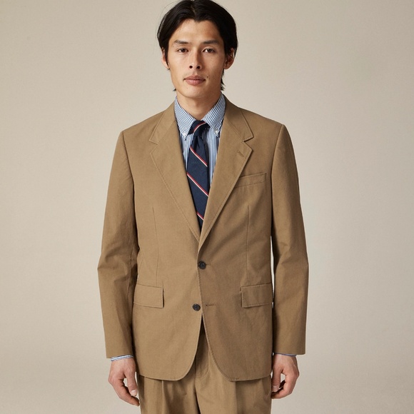 JCREW 40S Relaxed Fit Suit Jacket in Cotton Poplin British Khaki $268 CF203 - Picture 1 of 6